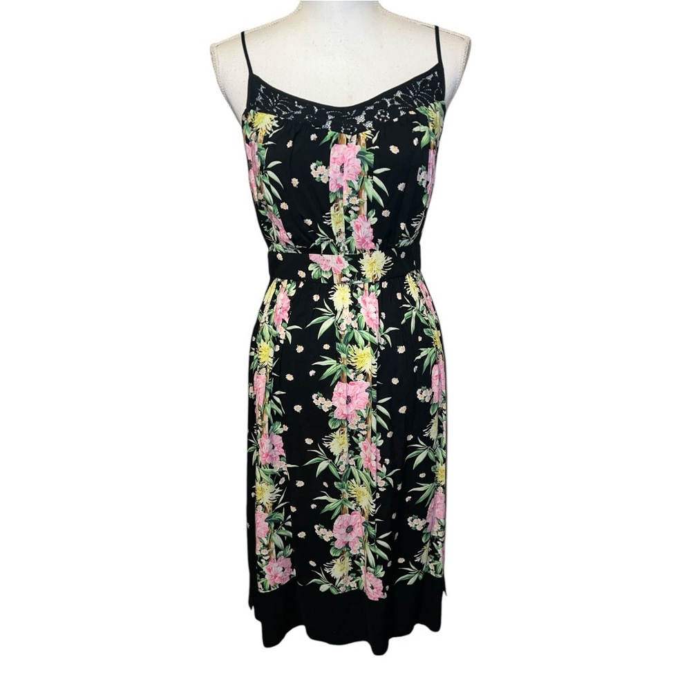 French Connection feminine floral and lace midi dress